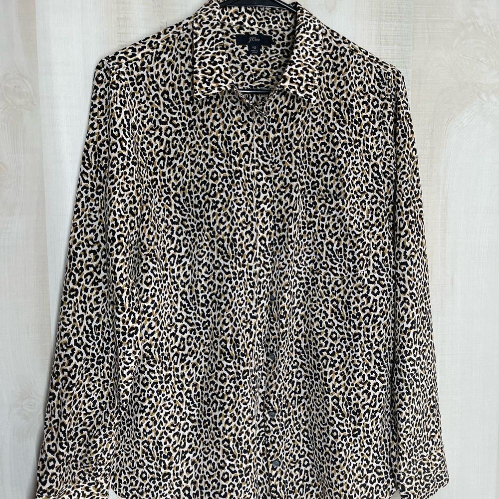 J. Crew ladies animal print blouse, size 10 - Picture 3 of 10